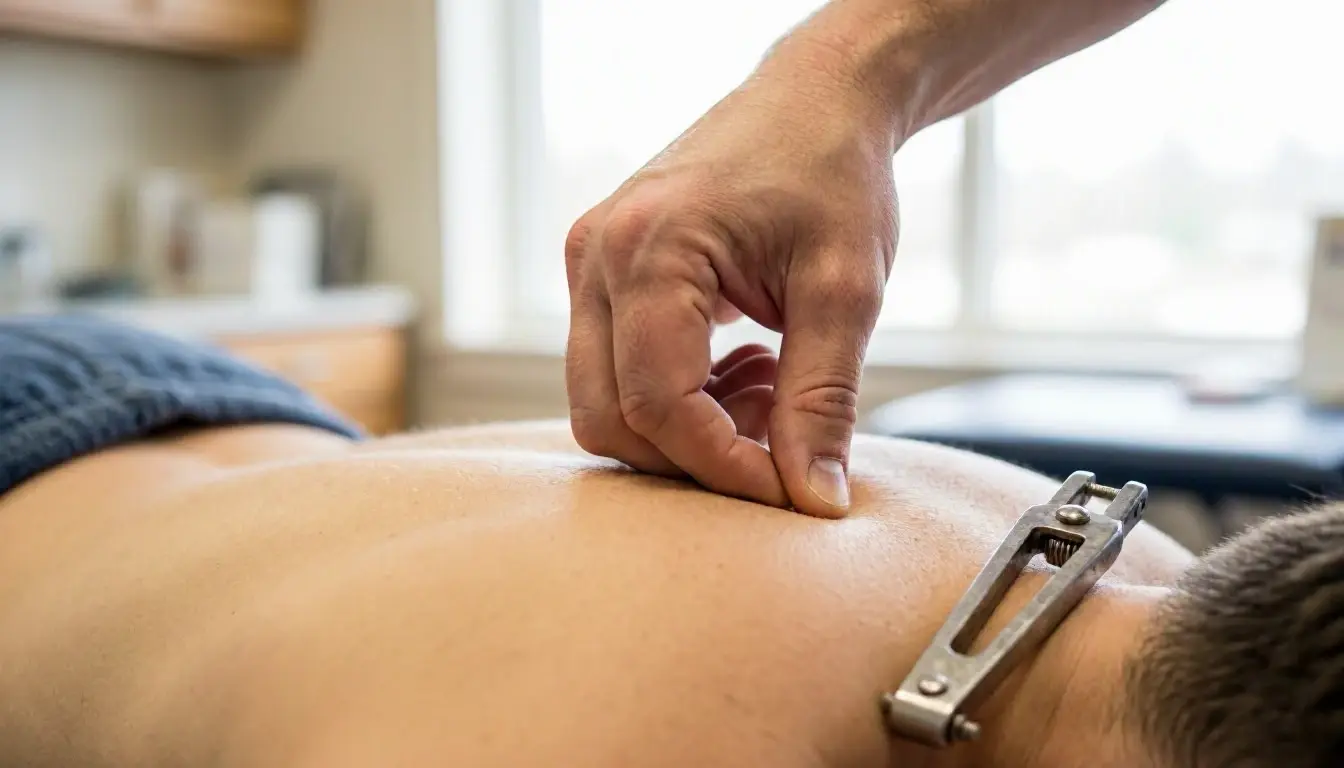 Adjustment in Chiropractor: Adjustment is a controlled, precise force applied by a chiropractor to a—visual guide