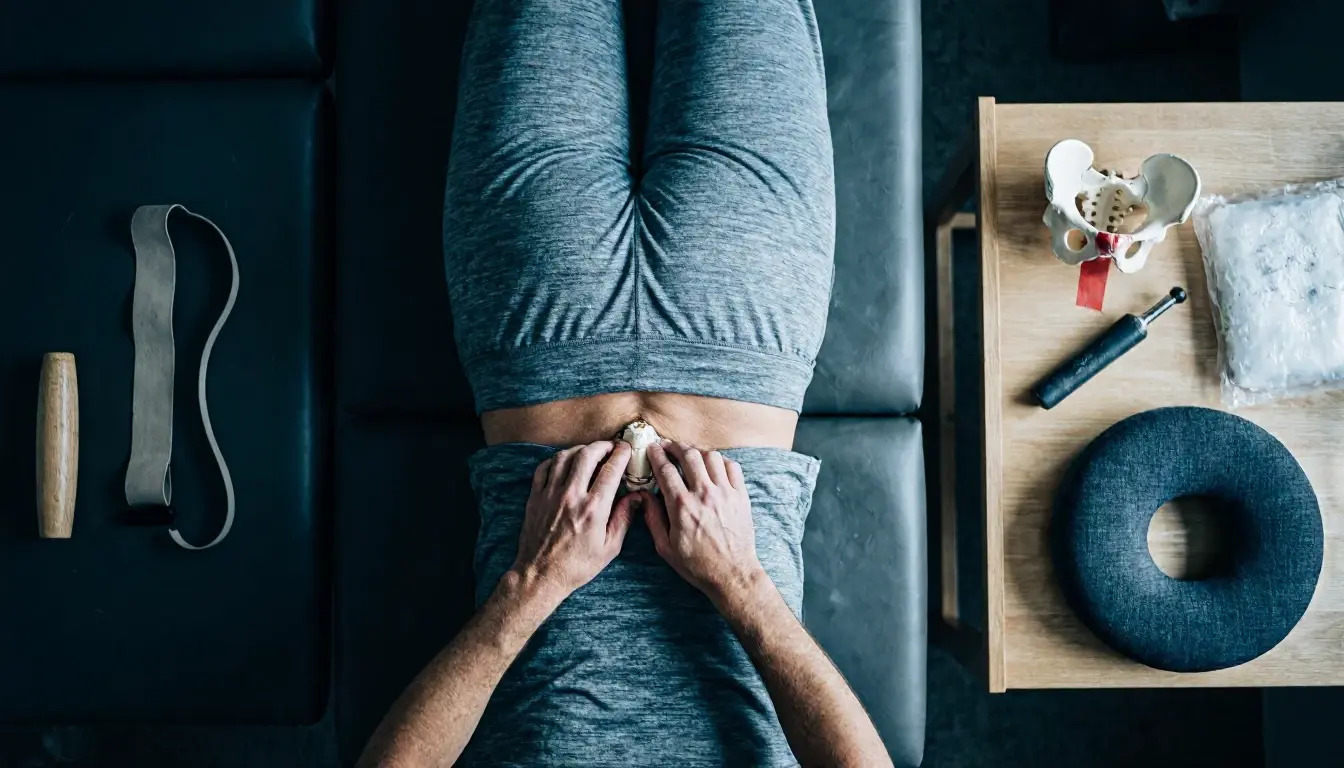 Coccyx Pain in Chiropractor: Coccyx Pain is discomfort or soreness in the small triangular bone at—visual guide